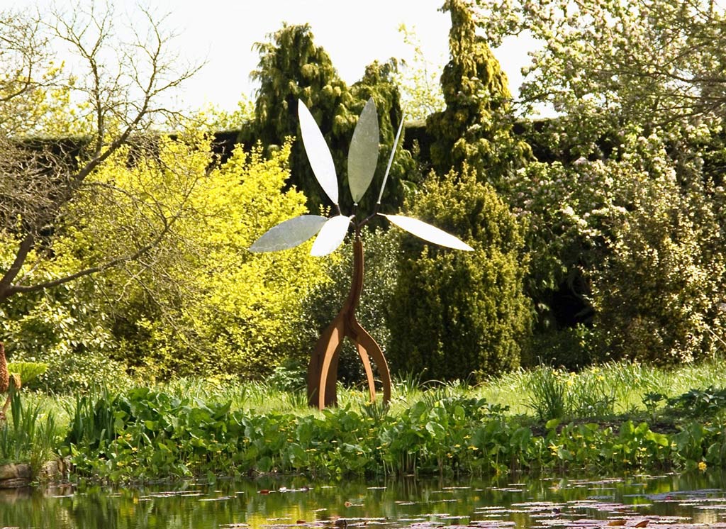 Large moving sculpture of a leaf